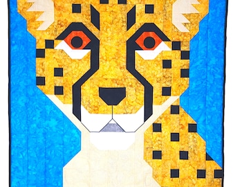 Cheetah Art Quilt Pattern: Pieced Design, 3 Sizes (Digital Download)