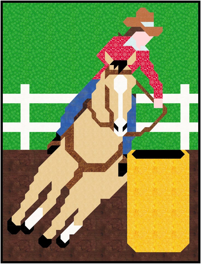 Barrel Racing Quilt Pattern, Rodeo Quilt in Twin 66x84 and Throw 44x56 ...