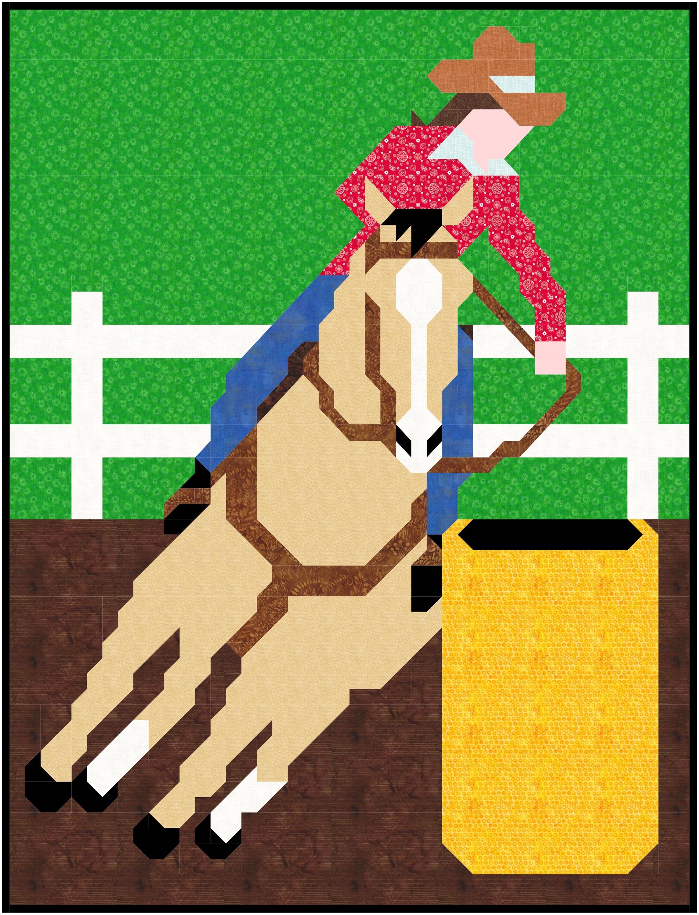 Barrel Racing Quilt Pattern, Rodeo Quilt in Twin 66x84 and Throw 44x56 ...
