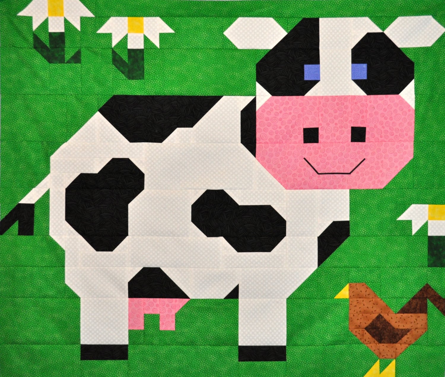 Cow Quilt Pattern in Multiple Sizes 36x42 Baby Quilt 24x28 and