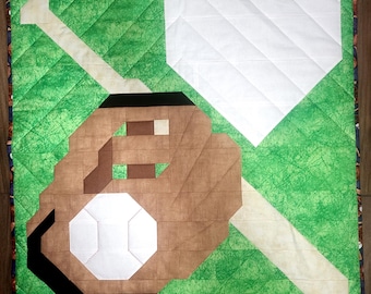 Baseball Quilt Pattern: 3 Sizes, Baby to Throw (Digital Download)