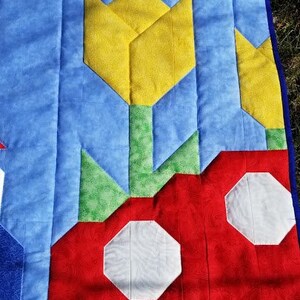 Gnome Quilt Pattern, Multiples sizes baby quilt 36x42 and lap quilt 48x56, Pieced quilt pattern great for Beginners, 6 page color PDF image 4
