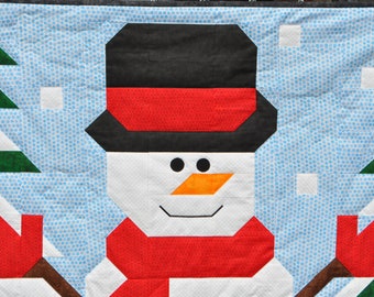 Frosty Friend Snowman Quilt Pattern,  Multiple sizes for a Winter Baby Quilt or larger Lap Quilt, PDF Instant Download