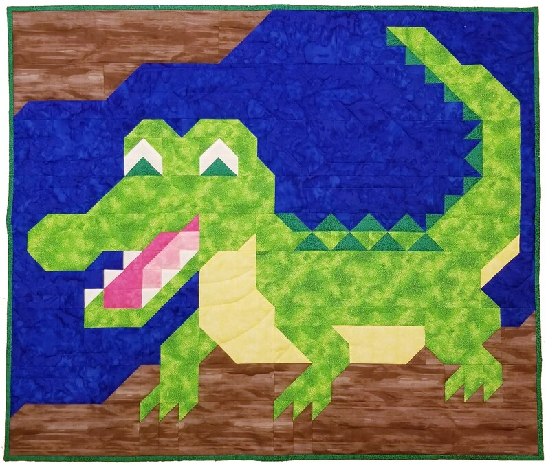 Alligator Quilt Pattern in Multiple Sizes 36x42 Baby Quilt Etsy