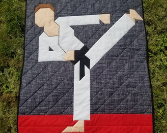 Martial Arts Quilt Pattern, Short Hair Karate Quilt Pattern, With 3 Sizes included, Instant Download PDF