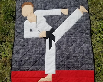 Martial Arts Quilt Pattern: Karate Kid Design, 3 Sizes (PDF Download)