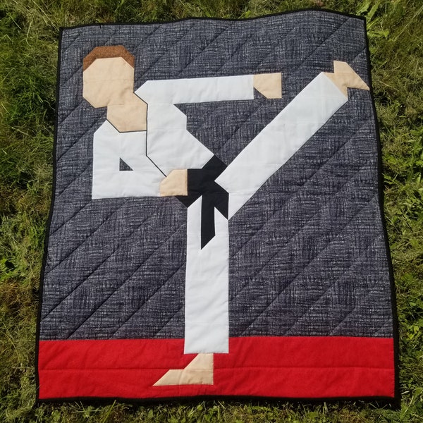 Martial Arts Quilt Pattern, Short Hair Karate Quilt Pattern, With 3 Sizes included, Instant Download PDF