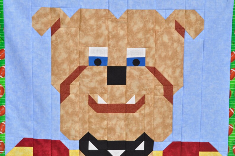 Football Bulldog Mascot Quilt Pattern With Multiple Sizes Etsy