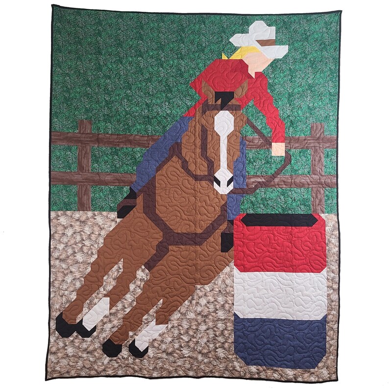 Barrel Racing Quilt Pattern, Rodeo Quilt in Twin 66x84 and Throw 44x56 ...