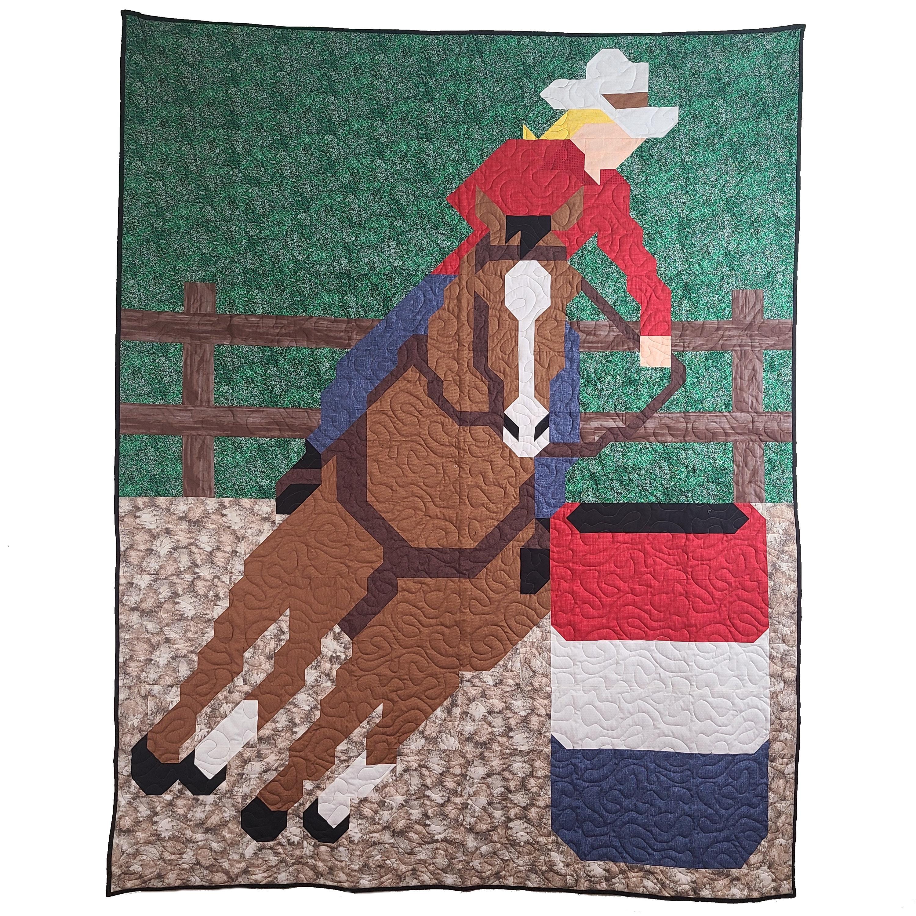 Barrel Racing Quilt Pattern, Rodeo Quilt in Twin 66x84 and Throw 44x56 ...