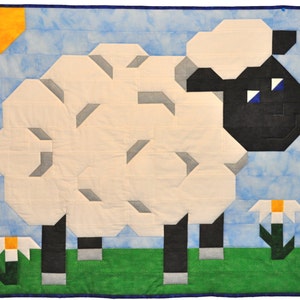 Lamb Baby Quilt Pattern, Multiple sizes: 36x42, with 24x28 and 48x56, Instant Download - PDF, Farm Quilt pattern for boy or girl