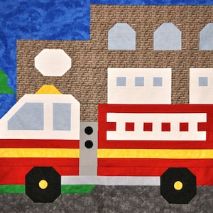 Feuerwehrauto Quilt Anleitung: Baby Krippe Größe (PDF)