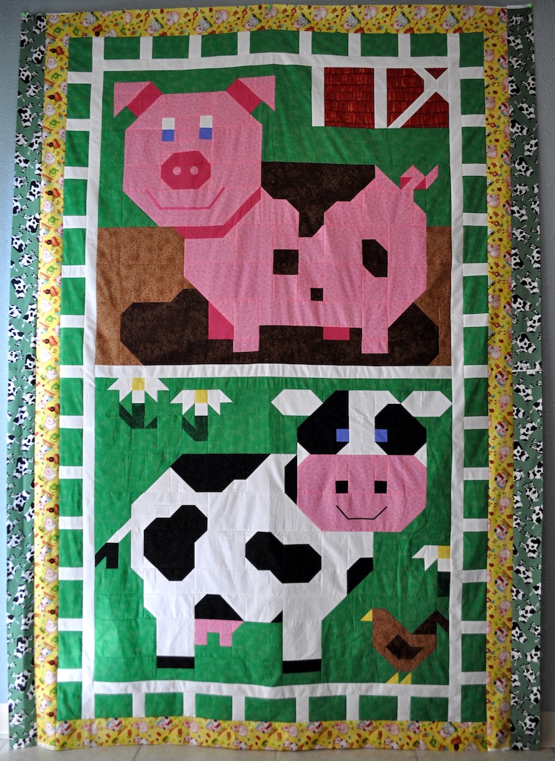 Cow Quilt Pattern in Multiple Sizes 36x42 Baby Quilt 24x28 - Etsy Australia