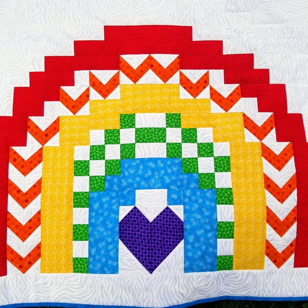 Rainbow Baby Quilt Pattern, Multiple sizes 36x42 with additional 24x28 and 48x56, Traditionally piece quilt, Instant Download PDF