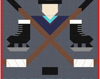 Hockey Quilt Pattern, in 3 sizes included, instant digital download