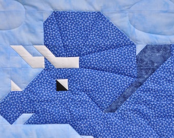 Triceratops Dinosaur Baby Quilt Pattern with Multiple Sizes 36x42 crib , 24x28 wall, 48x56 lap, PDF, Quilt for Boys, Easy Pattern