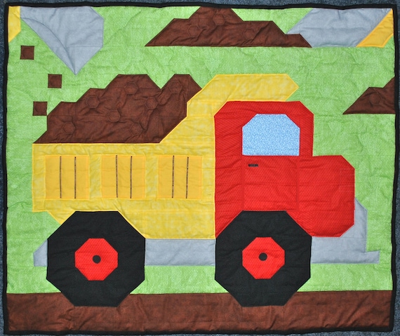 Baby Boy Quilt Pattern Dump Truck In Wall Crib And Lap Etsy