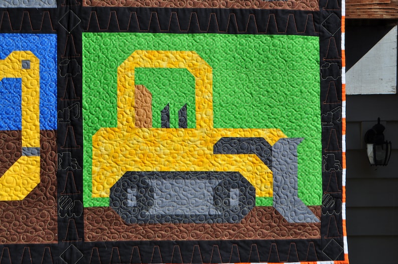 Construction Vehicles Twin Size Quilt Pattern 6 Construction Etsy Canada