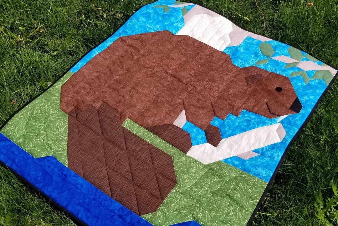 Beaver Quilt Pattern, Includes Small Wall Hanging, Baby Quilt, and Larger Lap Size, Instant