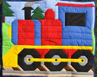 Train Baby Quilt Pattern, Multiple sizes: 36x42 with additional 24x28 and 48x56, Perfect Throw or Toddler bed, Instant Download PDF