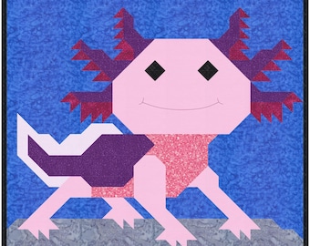 Axolotl Quilt Pattern with Multiple sizes, instant download PDF