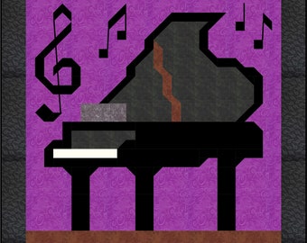 Grand Piano Quilt Pattern, with 3 sizes: 28x28, 42x42, 56x56, great wall or lap quilt, instant download PDF