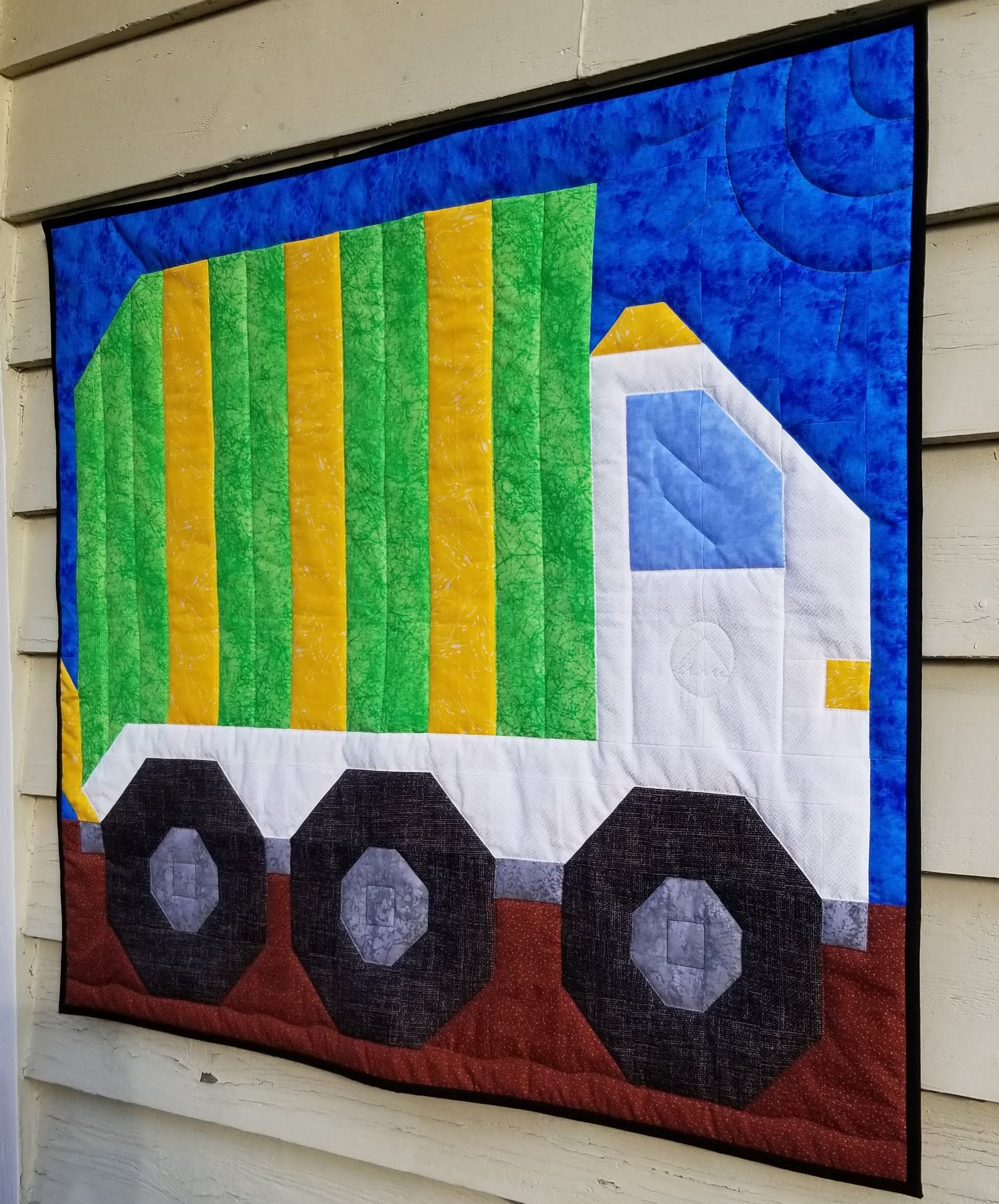 Boy Quilt Pattern Garbage Truck in 3 Sizes Wall Hanging Etsy