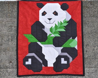 Panda Quilt Anleitung mit 3 Größen: 36x42 Baby, 24x28 wall, and 48x56 lap, Bordüre für Zwillinge, Einzelstück für Anfänger, PDF