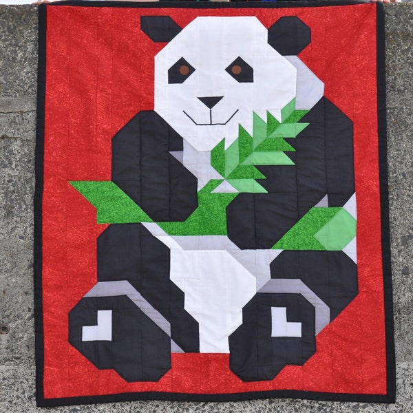 Panda Quilt Pattern with 3 Sizes: 36x42 Baby, 24x28 wall, and 48x56 lap, border for Twin, Pieced Pattern Great for Beginners, PDF