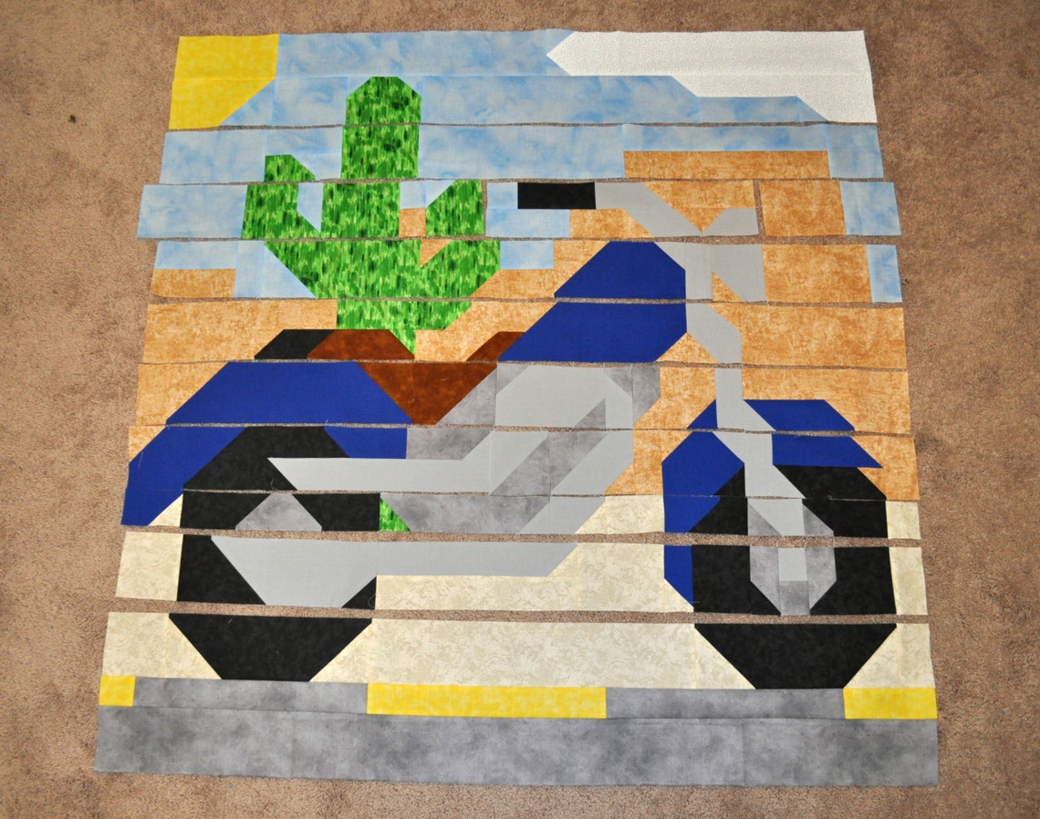 Motorcycle Quilt Pattern With Multiple Sizes 36x42 Crib Size Etsy