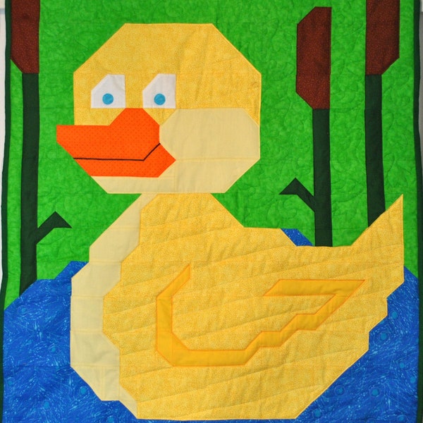 Duck Baby Quilt Pattern in Multiple Sizes 36x42 Crib, 24x28 wall, 48x56 Toddler / Lap - PDF, Farm Quilt, Duckling Quilt