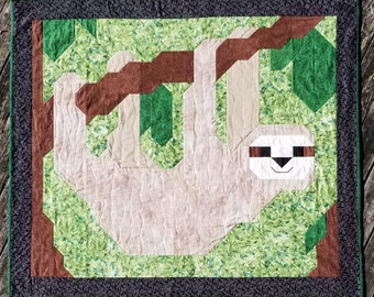 Sloth Quilt Pattern, Instant Download - PDF, 3 sizes: Baby Quilt Pattern plus 24x28 and 48x56 for bordered throw