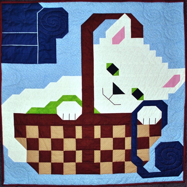 Kitty Quilt Pattern in Multiple Sizes, PDF Instant Download, this is NOT a quilt block, Pieced Quilt Top, great for Baby or Grandma