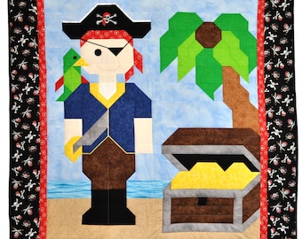 Pirate Quilt Pattern: Baby Boy Quilt, 3 Sizes (Digital Download PDF)