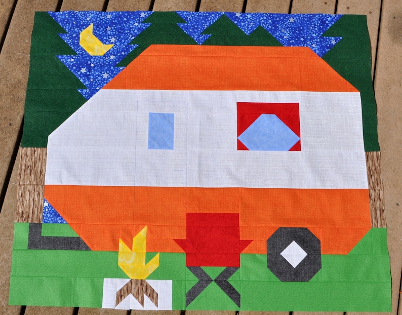Happy Camper Quilt Pattern Camping Trailer in PDF Format for Etsy