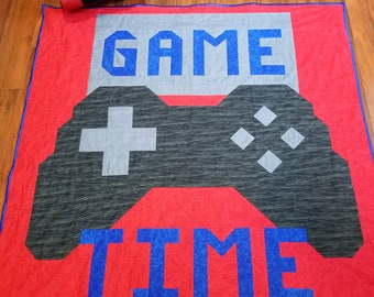 Game Time Quilt Pattern, 3 sizes: 56x56, 42x42, and 28x28, gaming lap quilt perfect for teenagers, instant download PDF file
