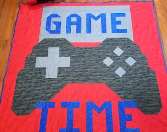 Game Time Quilt Pattern, 3 sizes: 56x56, 42x42, and 28x28, gaming lap quilt perfect for teenagers, instant download PDF file