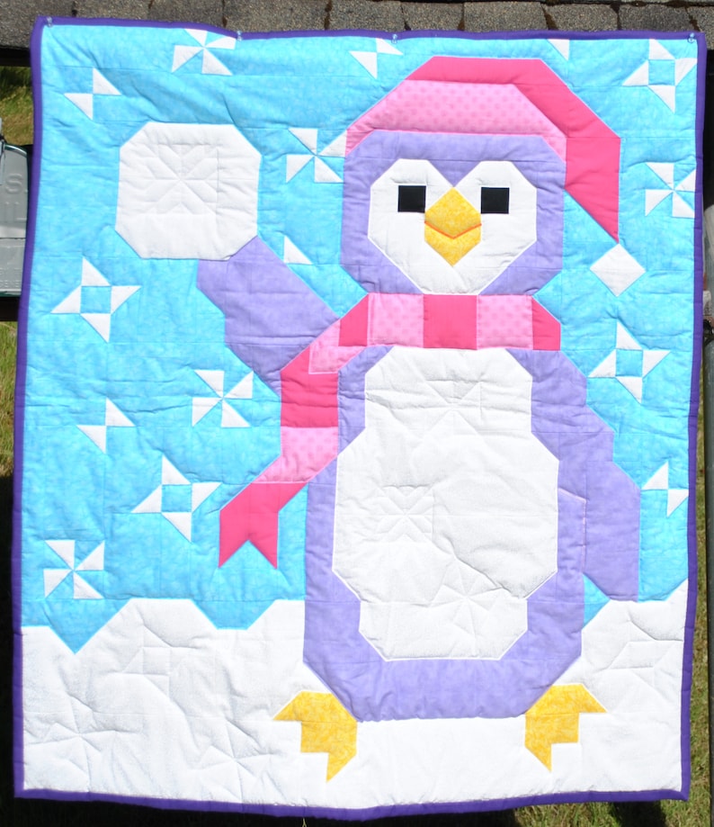 Penguin Baby Quilt Pattern in Multiple Sizes 36x42 24 X28 Etsy