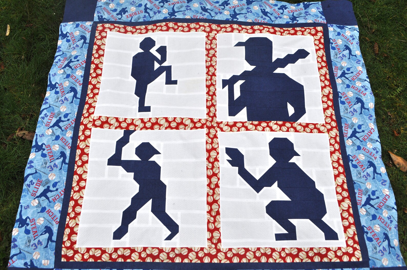 Twin Size Baseball Quilt Pattern 6 Baseball Silhouette Blocks Etsy