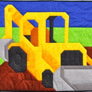 Backhoe Baby Boy Quilt Pattern, Multiple sizes, Instant Download PDF, Construction Quilt for Boys