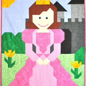 Princess Quilt Pattern Instant Download PDF,  3 quilt sizes included, Baby Quilt Pattern or border for twin bed