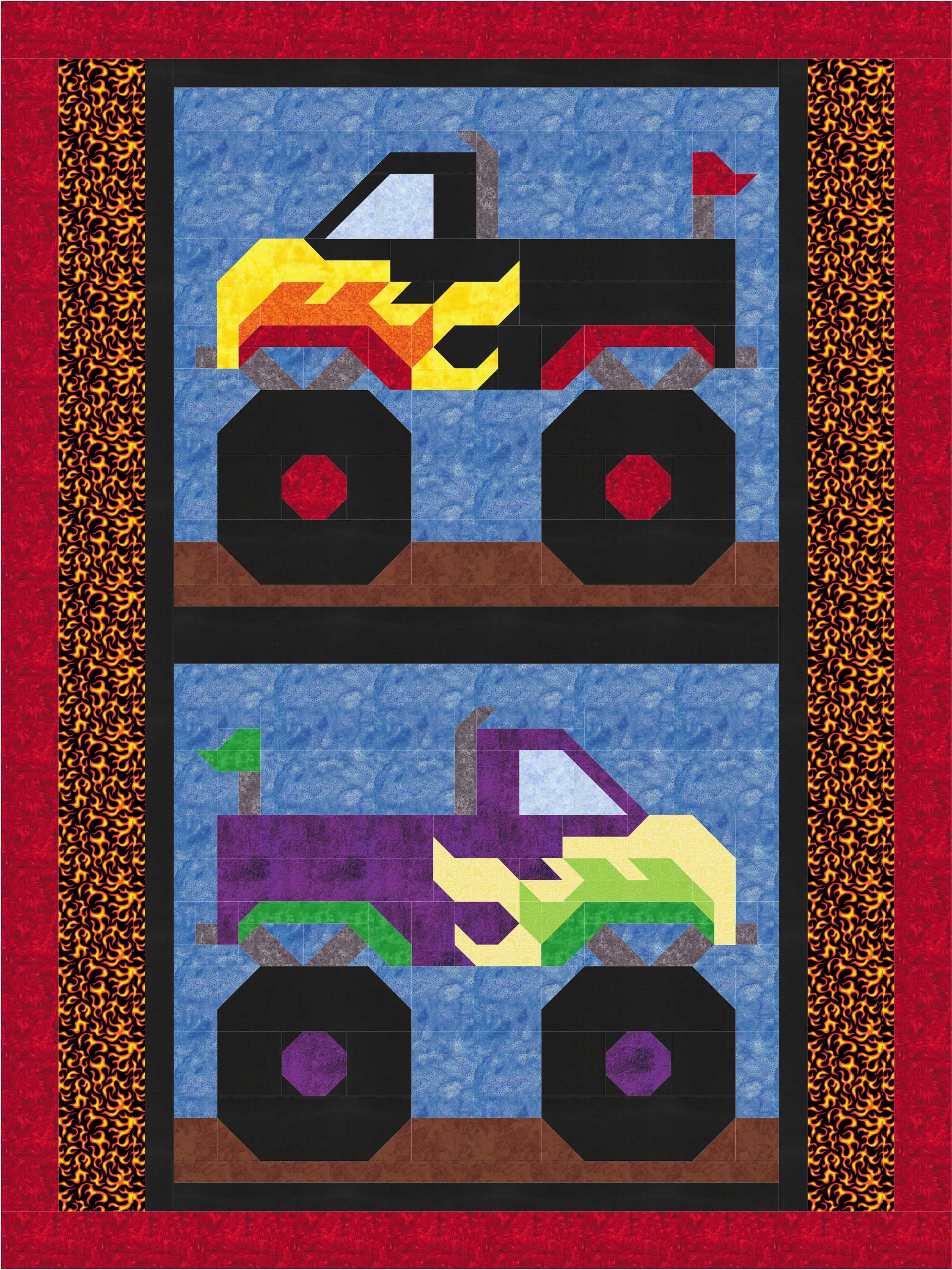 Monster Truck Quilt Pattern Multiple Sizes for Baby and Big Etsy