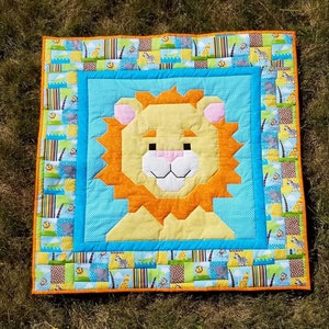 Leo the Lion Baby Quilt Pattern with 3 sizes: 36x42 plus 24x28 and 48x56, Great for Baby Boy or Baby Girl, Digital Download PDF