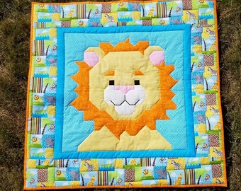 Leo the Lion Baby Quilt Pattern with 3 sizes: 36x42 plus 24x28 and 48x56, Great for Baby Boy or Baby Girl, Digital Download PDF