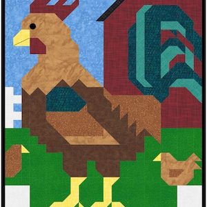 Rooster Quilt Pattern: Farm Animal Design (PDF Download)