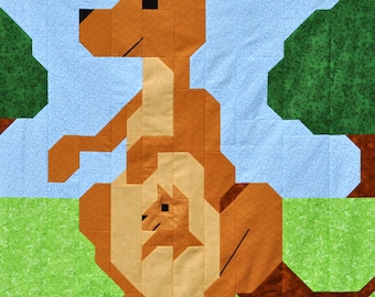 Kangaroo Baby Quilt Pattern, PDF instant download, comes in Multiple Sizes 36x42 (additional 24x28 and 48x56), Easy Pieced Pattern