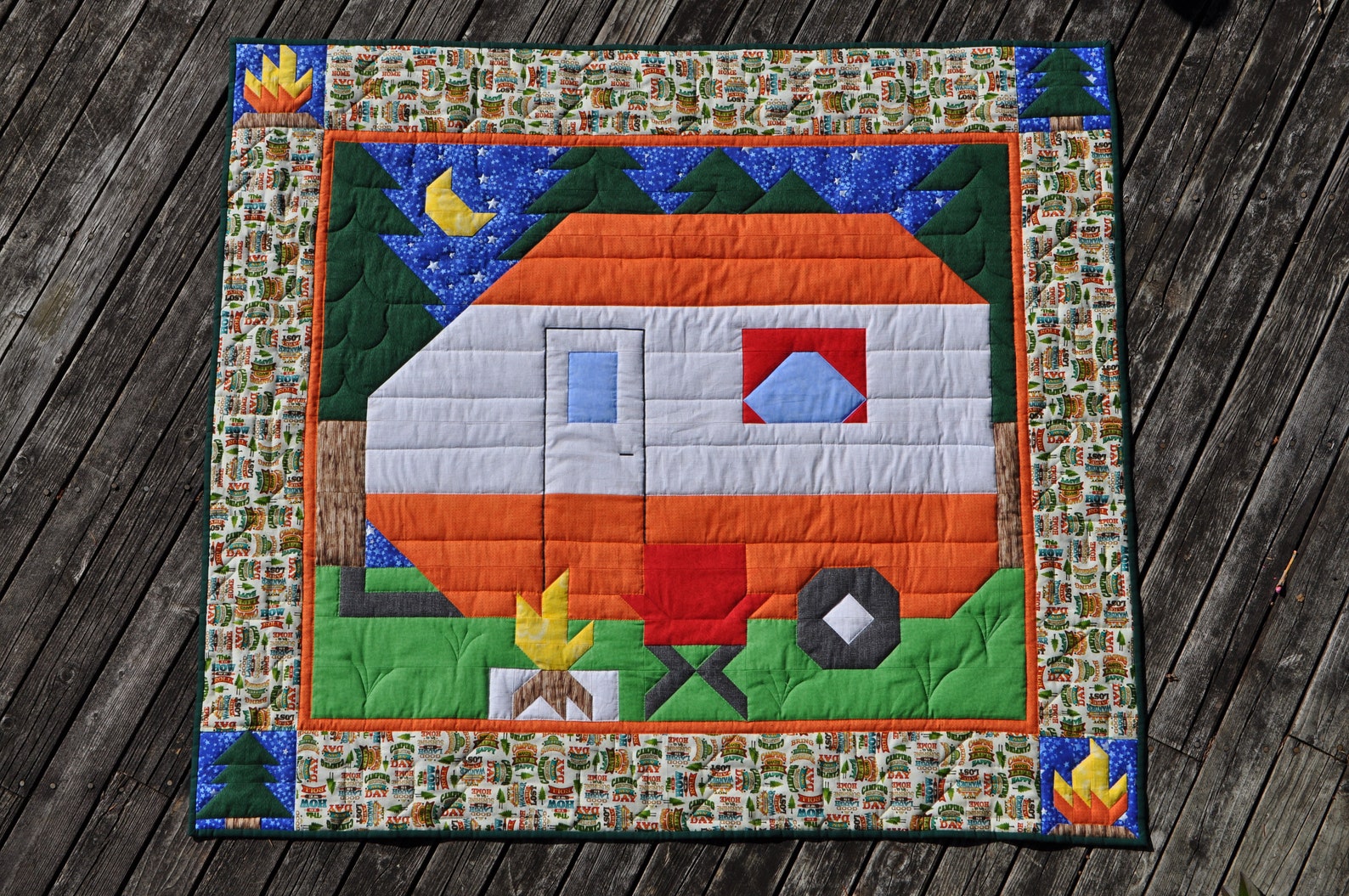 Happy Camper Quilt Pattern Camping Trailer in PDF Format for Etsy