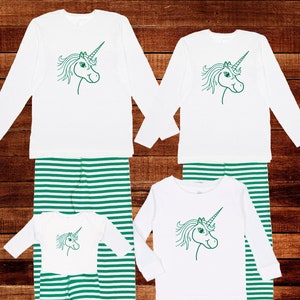 Family Matching Pajamas Unicorn Family Green Pajama Set Holiday Matching PJ Men Women Boy Girl Child Kid Baby Matching Pjs Set Daughter