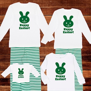 Family Matching Pajamas Happy Easter Family Pajama Set Holiday Matching PJ Men Women Boy Girl Child Kid Baby Matching Pjs Set Green Striped