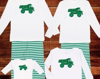 Fathers Day Tractor Farming Farm Family Pajamas Green Day Pajama Set Holiday Matching PJ Men Women Boy Girl Child Kid Matching Pjs Set